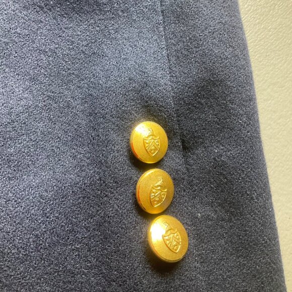 VTG L.S. Ayres Women 4 Navy Blue Wool Blazer Gold Tone Buttons Equestrian Preppy - Picture 7 of 15